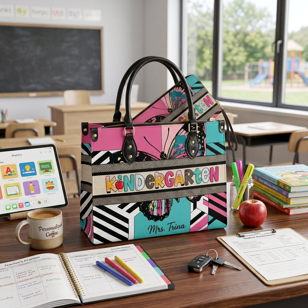 Modern Butterfly Personalized Leather Bag + Free Matching Leather Wallet