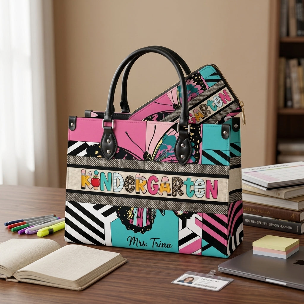Modern Butterfly Personalized Leather Bag + Free Matching Leather Wallet