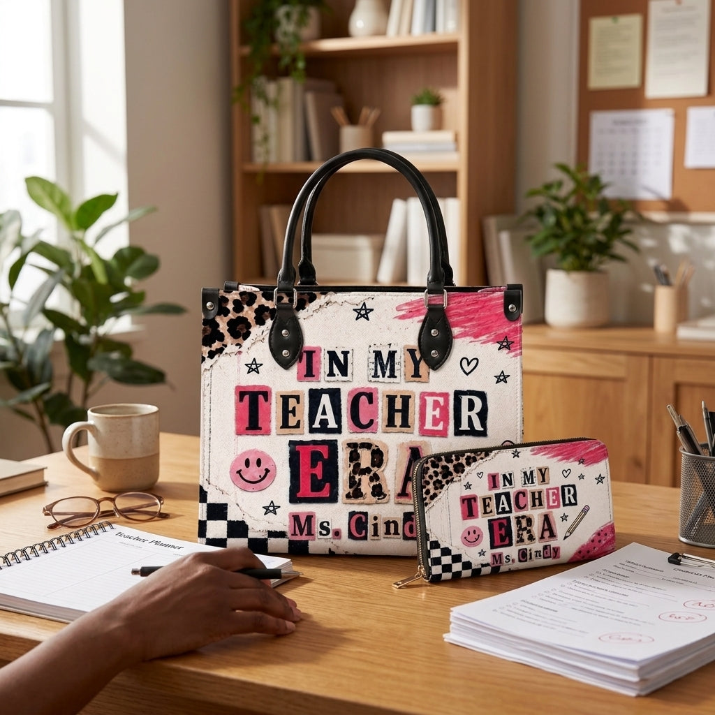 In My Teacher Era Personalized Leather Bag + Free Matching Leather Wallet