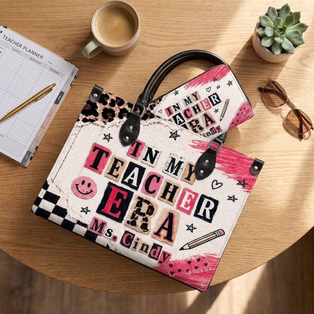 In My Teacher Era Personalized Leather Bag + Free Matching Leather Wallet