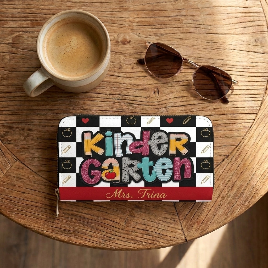 Colorful Checkerboard Personalized Leather Bag + Free Matching Leather Wallet