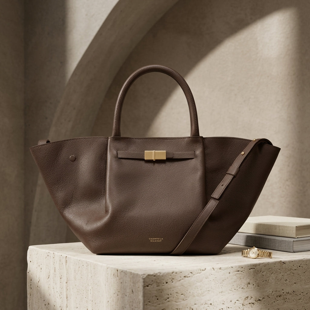 BAGA Classic Leather Tote Bag, Soft Leather Work Bag, Elegant Brown Suede Shoulder Bag, Gift for Her, Everyday Office Carry