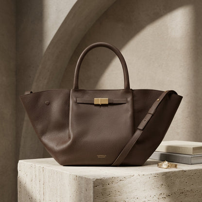 BAGA Classic Leather Tote Bag, Soft Leather Work Bag, Elegant Brown Suede Shoulder Bag, Gift for Her, Everyday Office Carry
