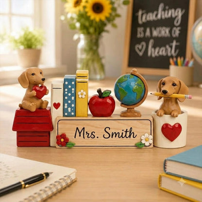 Pancarte de bureau personnalisée pour professeur, Cadeau mignon pour professeur avec motif chien, Plaque nominative personnalisée pour salle de classe, Remerciement pour professeur, Décoration de bureau pour la rentrée scolaire