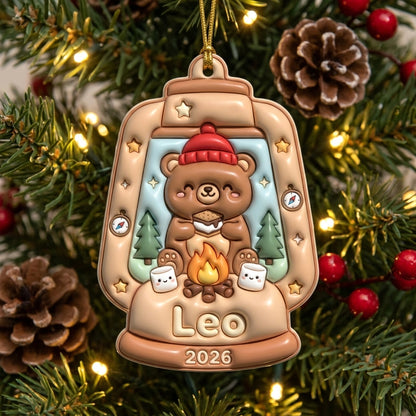 Squishy Bear Christmas Ornament Personalized 3D Relief Acrylic Ornament Custom Name Cute Woodland Animal Gift Christmas Decor 2026