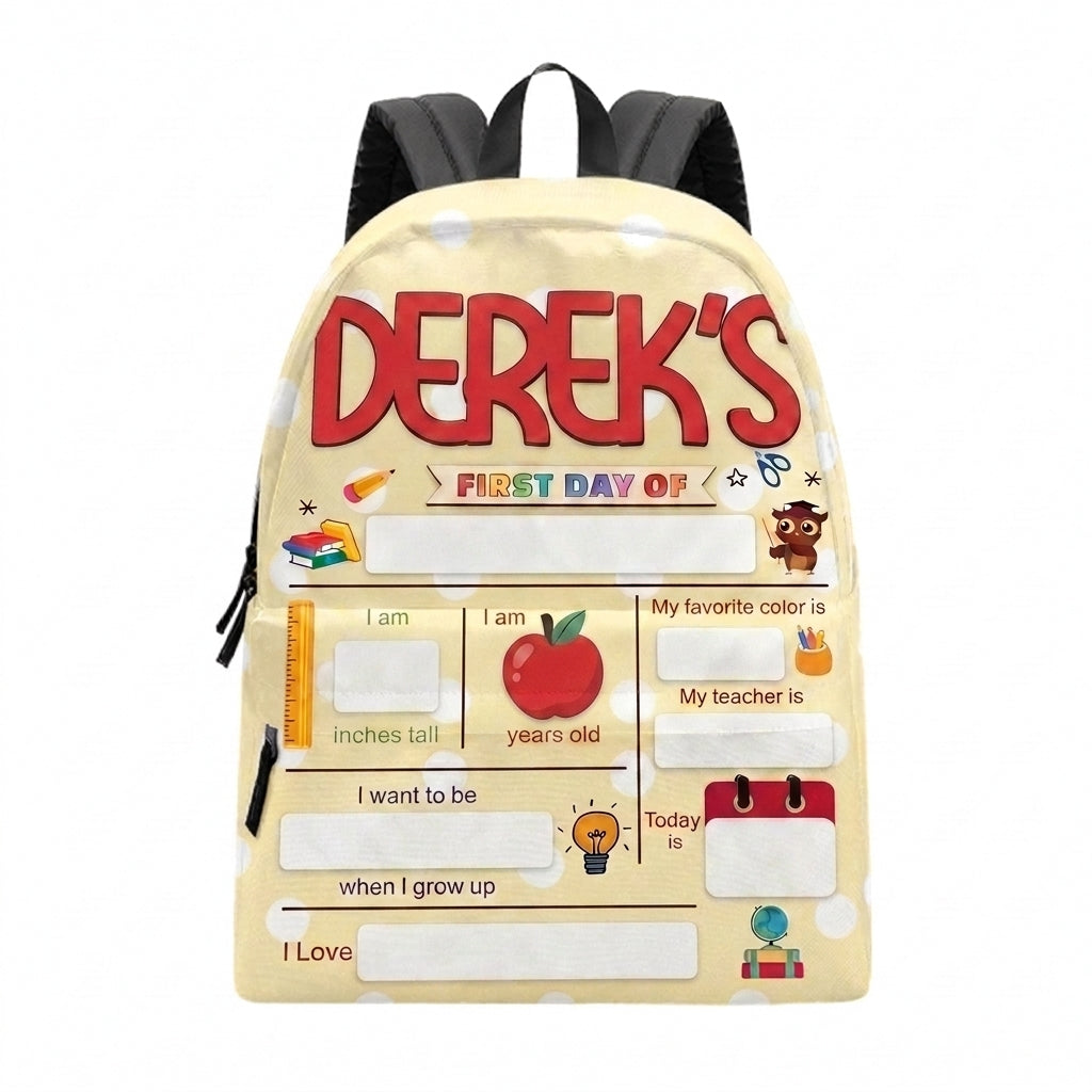 First Day Of School Yellow Personalized  Backpack