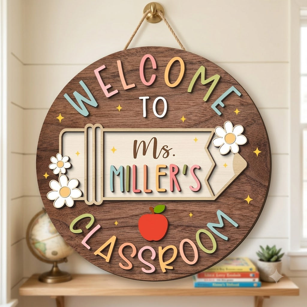 Personalized 3D Teacher Name Door Sign: Teacher Appreciation Gifts, Classroom Decor