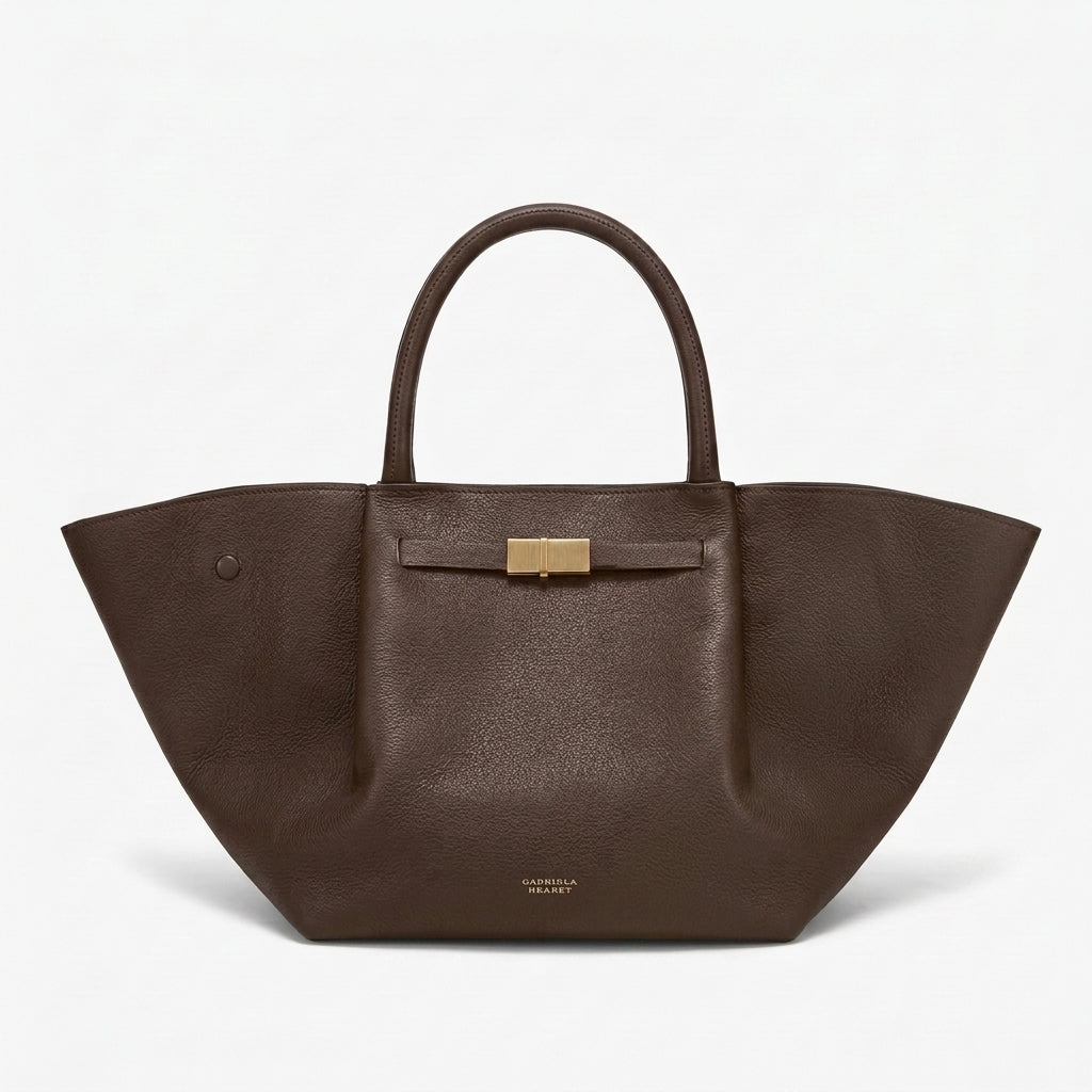 BAGA Classic Leather Tote Bag, Soft Leather Work Bag, Elegant Brown Suede Shoulder Bag, Gift for Her, Everyday Office Carry