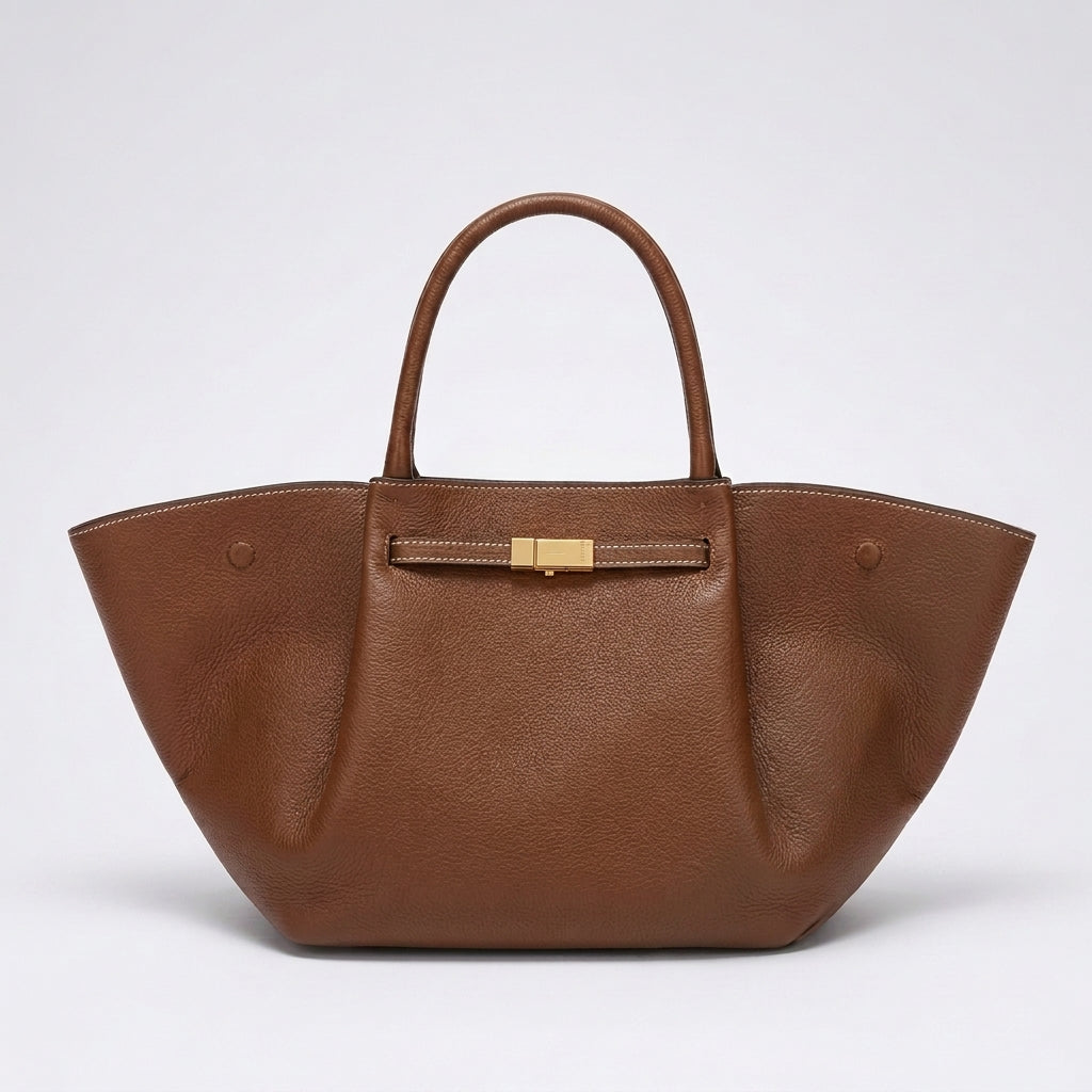 BAGA Classic Leather Tote Bag, Soft Leather Work Bag, Elegant Brown Suede Shoulder Bag, Gift for Her, Everyday Office Carry