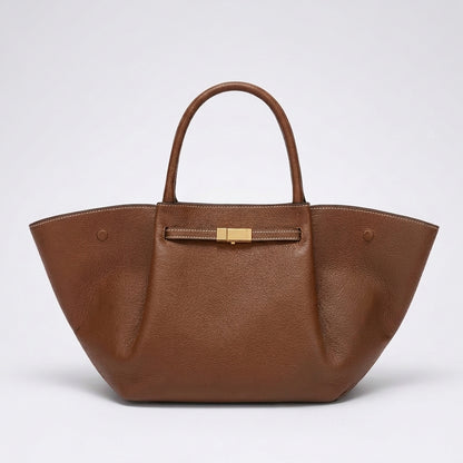 BAGA Classic Leather Tote Bag, Soft Leather Work Bag, Elegant Brown Suede Shoulder Bag, Gift for Her, Everyday Office Carry