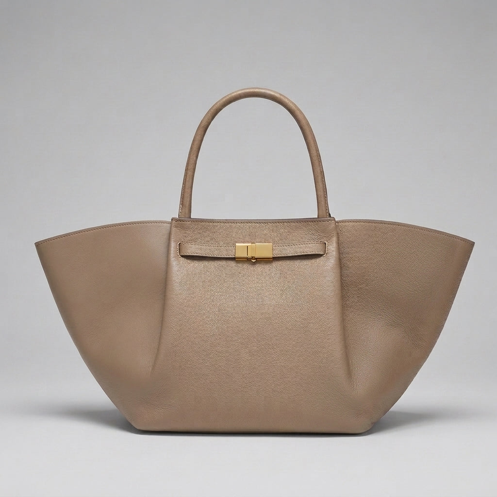 BAGA Classic Leather Tote Bag, Soft Leather Work Bag, Elegant Brown Suede Shoulder Bag, Gift for Her, Everyday Office Carry