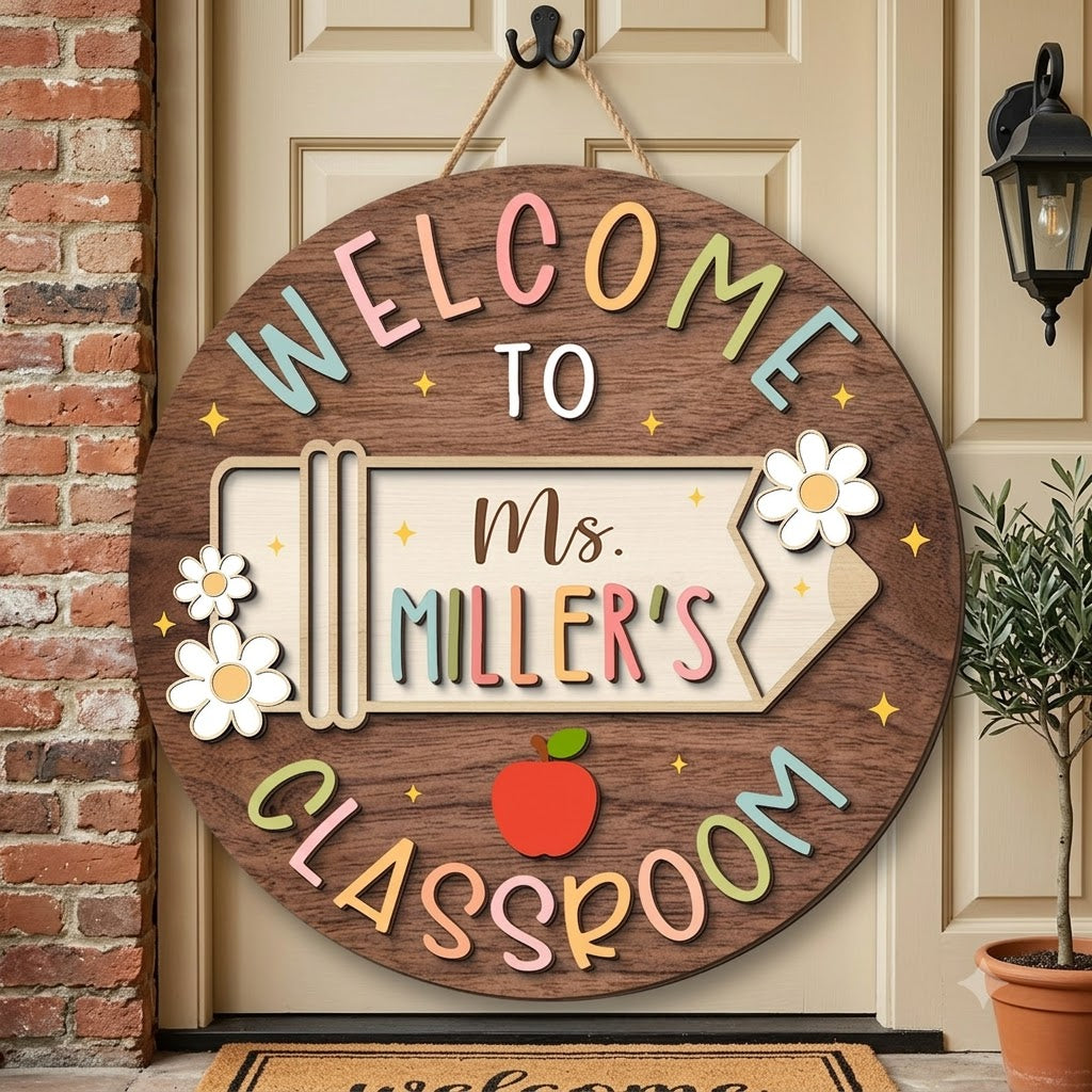 Personalized 3D Teacher Name Door Sign: Teacher Appreciation Gifts, Classroom Decor