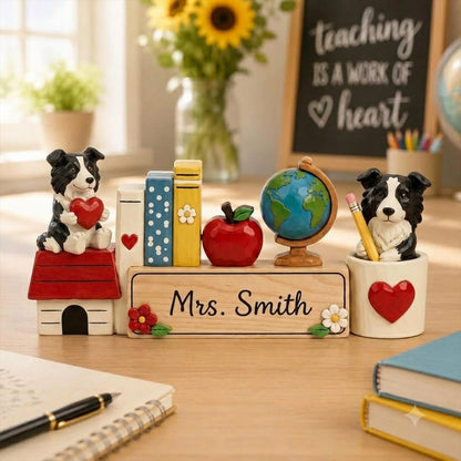 Pancarte de bureau personnalisée pour professeur, Cadeau mignon pour professeur avec motif chien, Plaque nominative personnalisée pour salle de classe, Remerciement pour professeur, Décoration de bureau pour la rentrée scolaire