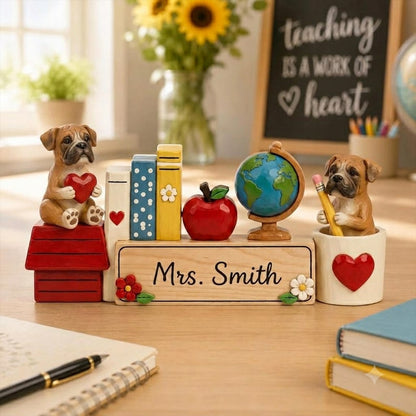 Pancarte de bureau personnalisée pour professeur, Cadeau mignon pour professeur avec motif chien, Plaque nominative personnalisée pour salle de classe, Remerciement pour professeur, Décoration de bureau pour la rentrée scolaire