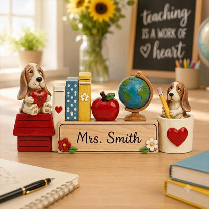 Pancarte de bureau personnalisée pour professeur, Cadeau mignon pour professeur avec motif chien, Plaque nominative personnalisée pour salle de classe, Remerciement pour professeur, Décoration de bureau pour la rentrée scolaire