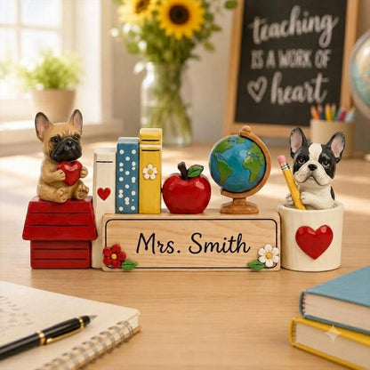Pancarte de bureau personnalisée pour professeur, Cadeau mignon pour professeur avec motif chien, Plaque nominative personnalisée pour salle de classe, Remerciement pour professeur, Décoration de bureau pour la rentrée scolaire