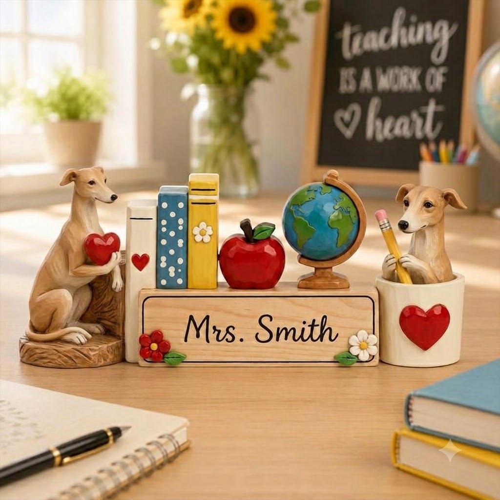 Pancarte de bureau personnalisée pour professeur, Cadeau mignon pour professeur avec motif chien, Plaque nominative personnalisée pour salle de classe, Remerciement pour professeur, Décoration de bureau pour la rentrée scolaire