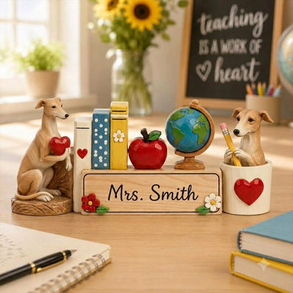 Pancarte de bureau personnalisée pour professeur, Cadeau mignon pour professeur avec motif chien, Plaque nominative personnalisée pour salle de classe, Remerciement pour professeur, Décoration de bureau pour la rentrée scolaire