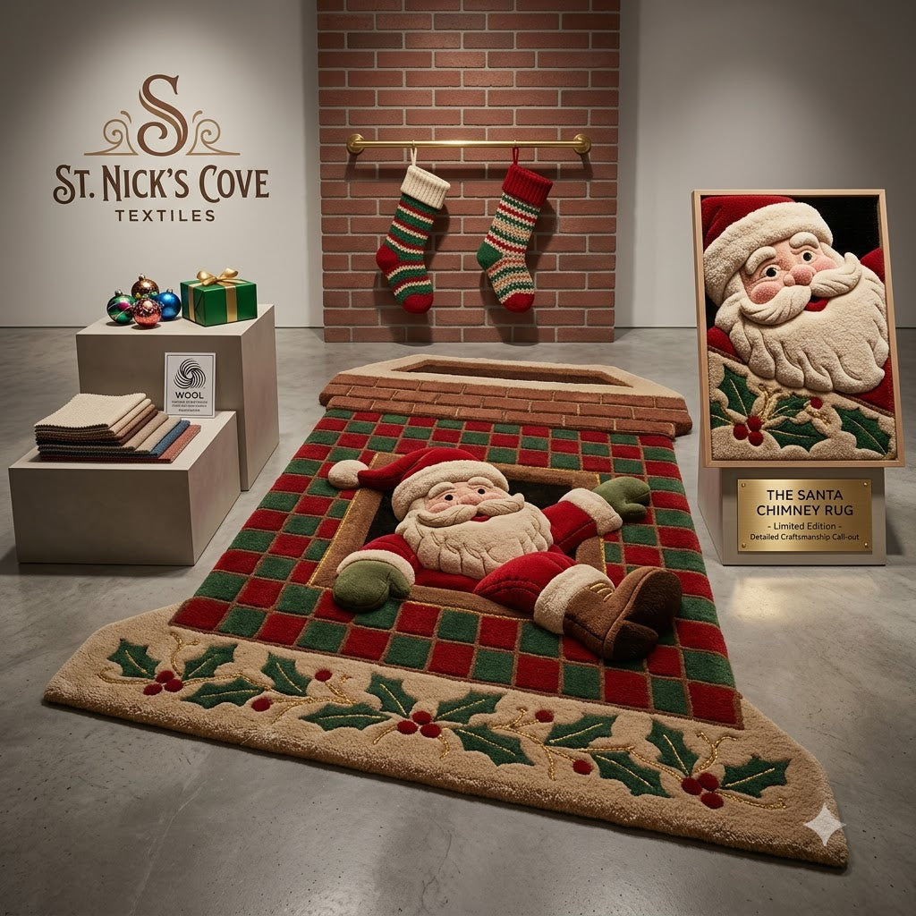 Santa Claus Christmas Rug, 3D Custom Shape Holiday Rug, Personalized Christmas Floor Mat, Festive Santa Home Decor, Xmas Gift