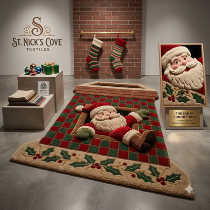 Santa Claus Christmas Rug, 3D Custom Shape Holiday Rug, Personalized Christmas Floor Mat, Festive Santa Home Decor, Xmas Gift