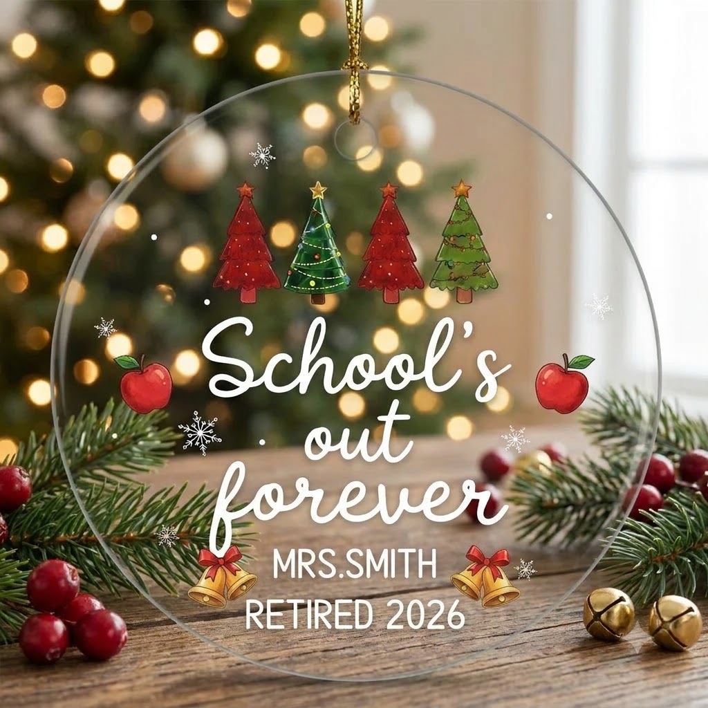 School's Out Forever Personalized Glass Ornament