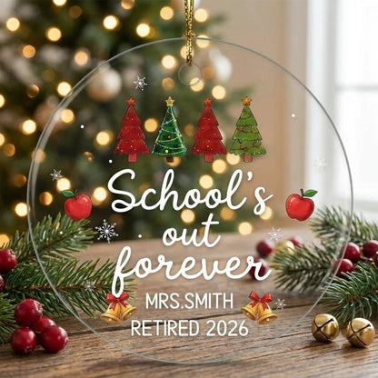 School's Out Forever Personalized Glass Ornament
