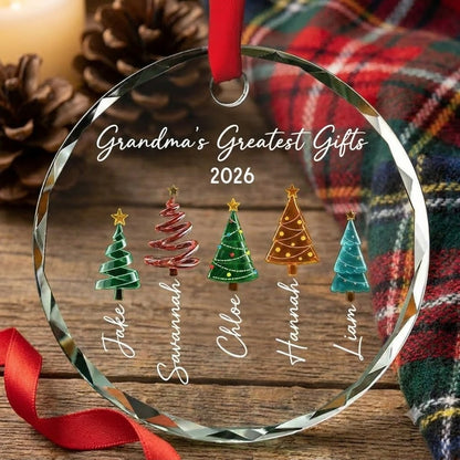 Personalized Grandma Glass Ornament, Custom Grandkids Names Christmas Gift, Grandma Gift 2026