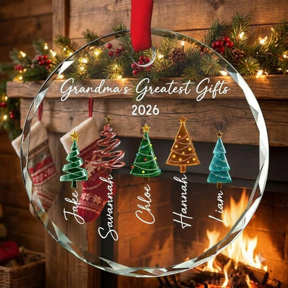 Personalized Grandma Glass Ornament, Custom Grandkids Names Christmas Gift, Grandma Gift 2026