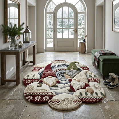 Christmas Gnome Rug, 3D Custom Shape Holiday Rug, Scandinavian Winter Floor Mat, Gnome Christmas Home Decor, Xmas Gift