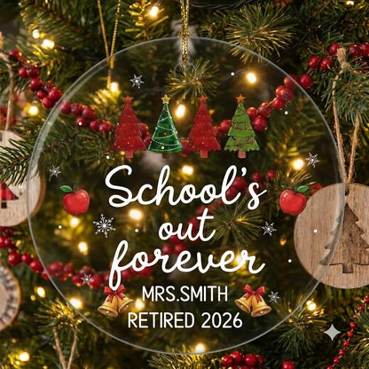 School's Out Forever Personalized Glass Ornament