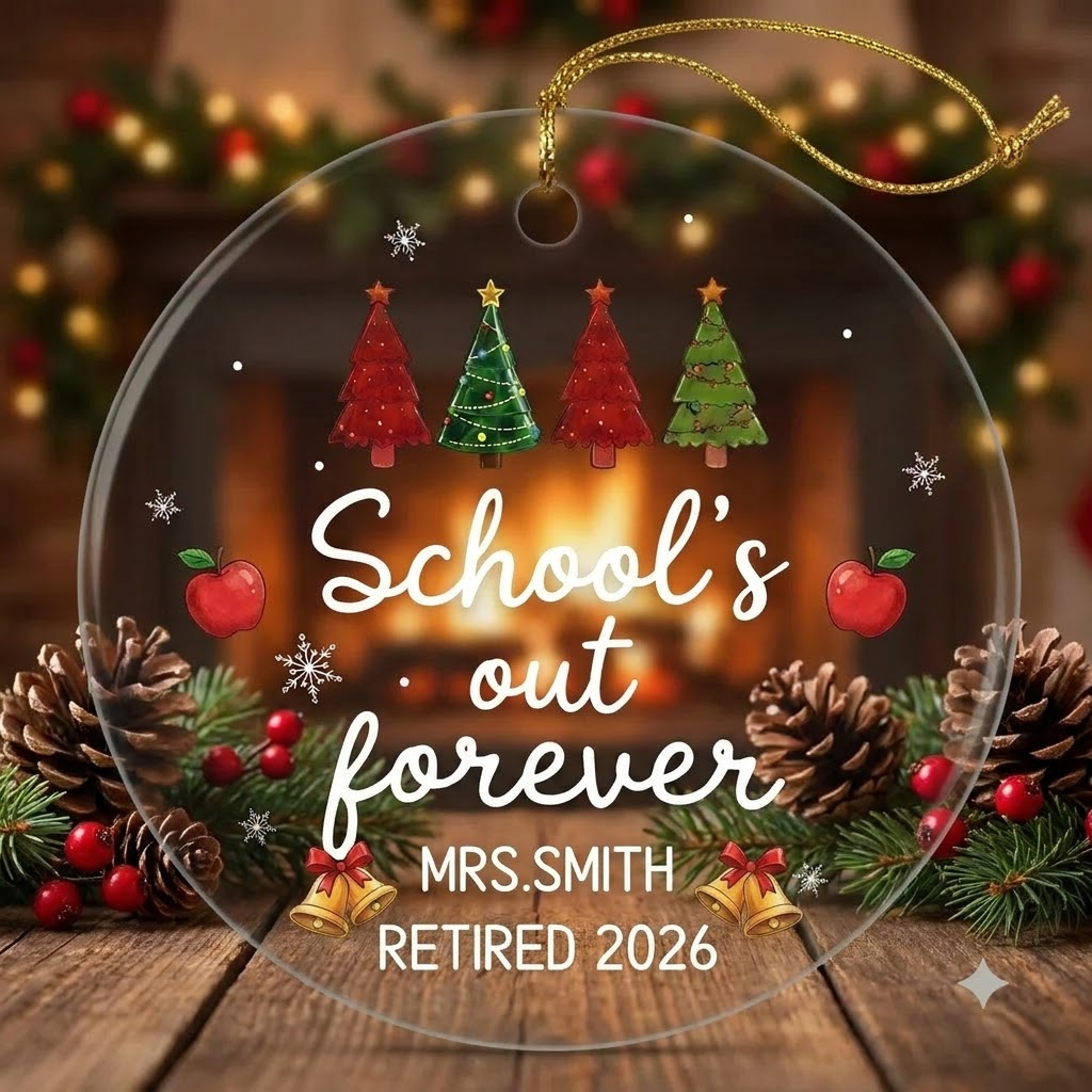 School's Out Forever Personalized Glass Ornament