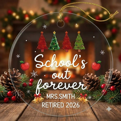 School's Out Forever Personalized Glass Ornament