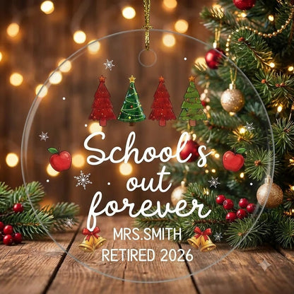 School's Out Forever Personalized Glass Ornament