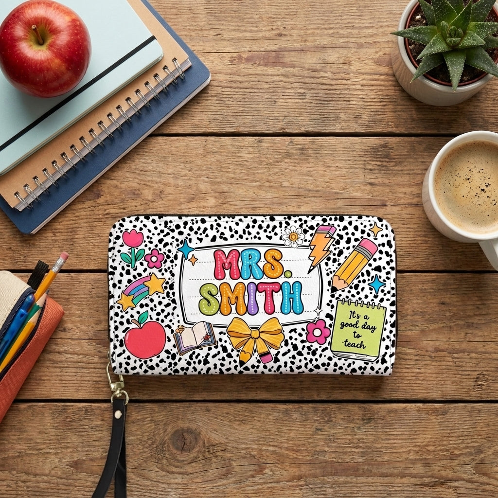 Teacher Name Back To School Personalized Leather Bag + FREE Matching Leather Wallet