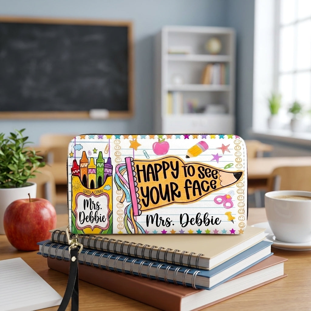 Happy To See Your Face Personalized Leather Bag + FREE Matching Leather Wallet