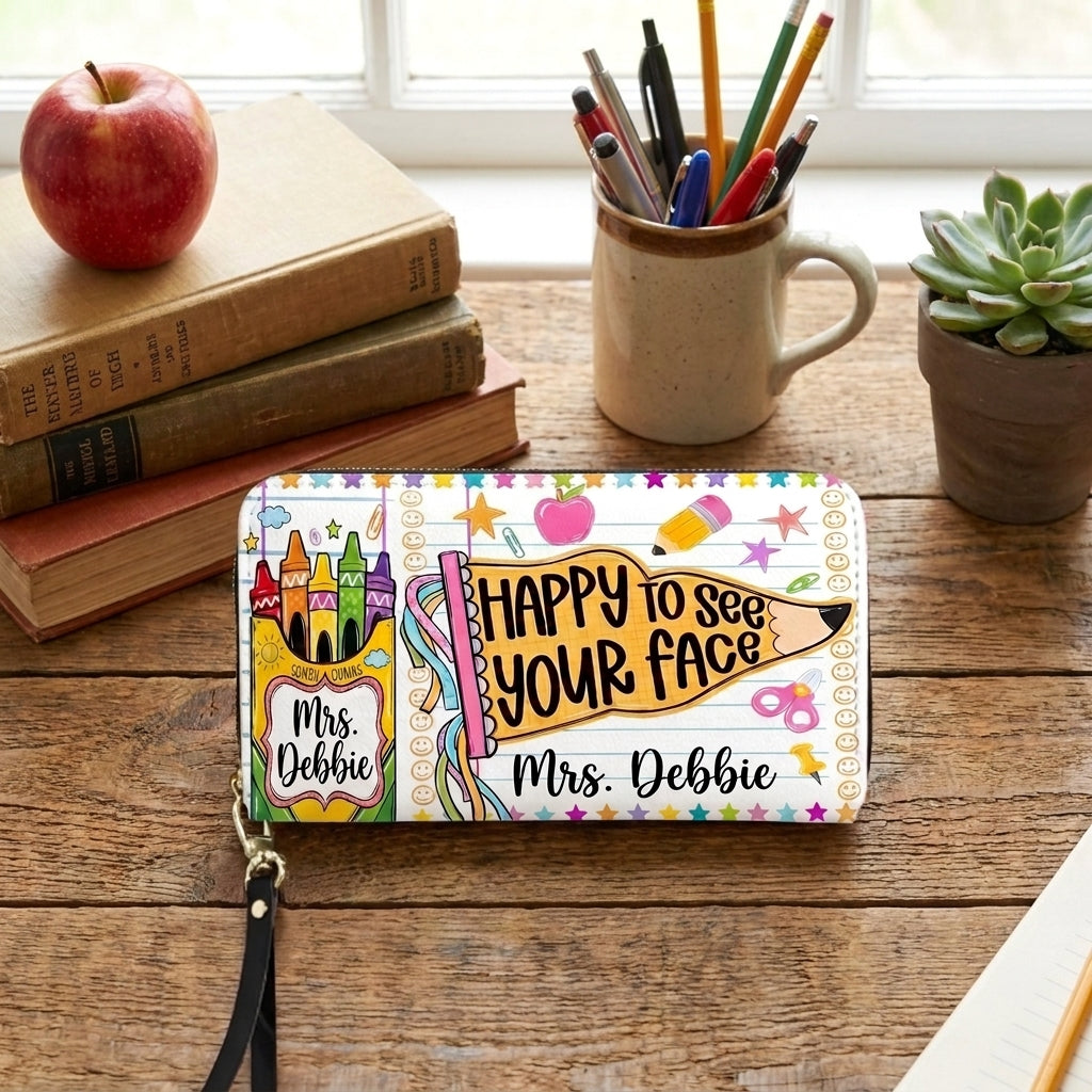 Happy To See Your Face Personalized Leather Bag + FREE Matching Leather Wallet