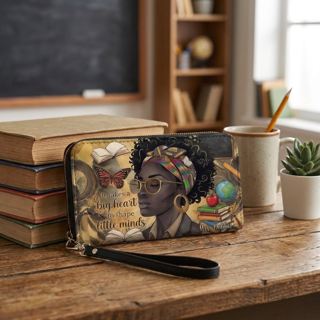 Big Heart to Shape Little Minds Personalized Leather Bag + FREE Matching Leather Wallet