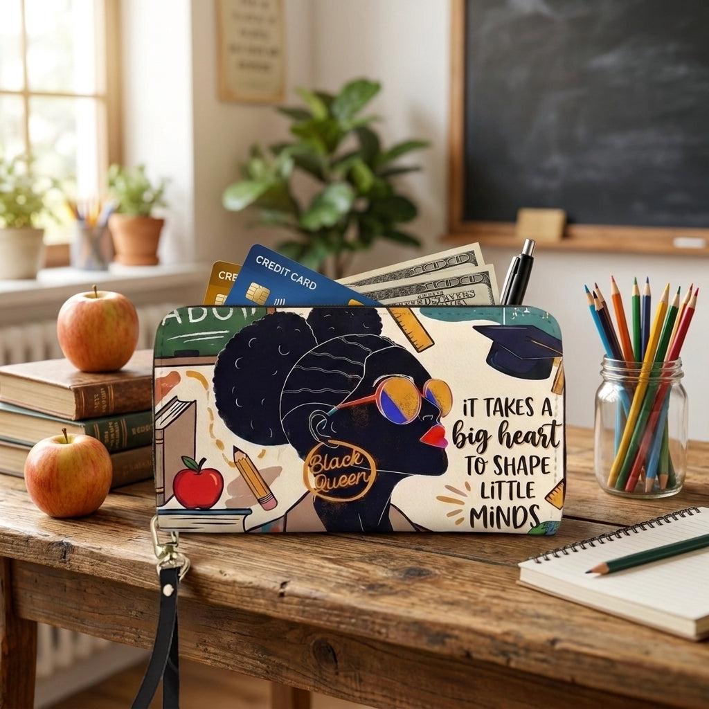 Black Queen Teacher Personalized Leather Bag + FREE Matching Leather Wallet