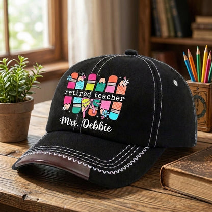 Retired Teacher Personalized Vintage Soft Baseball Cap