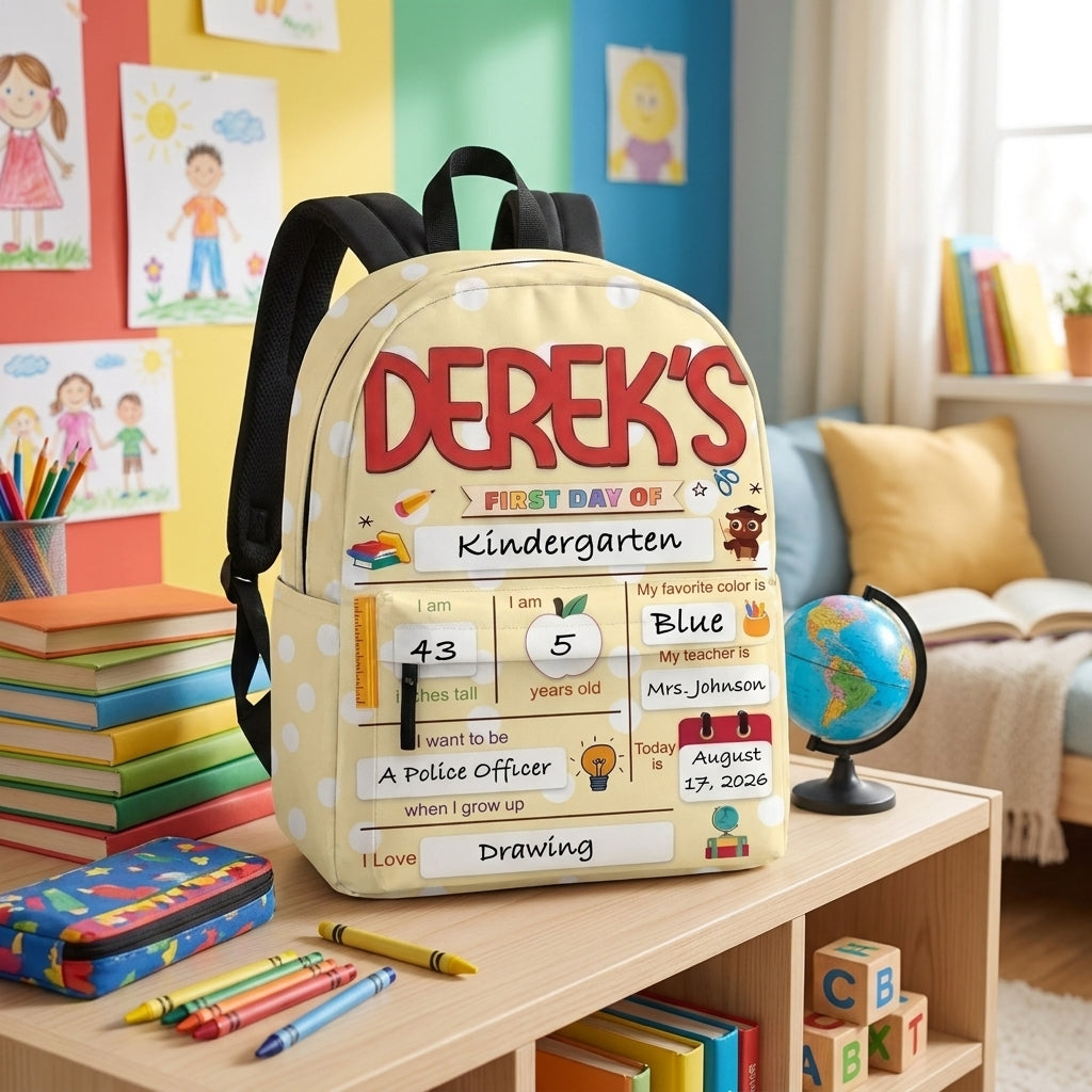 First Day Of School Yellow Personalized  Backpack