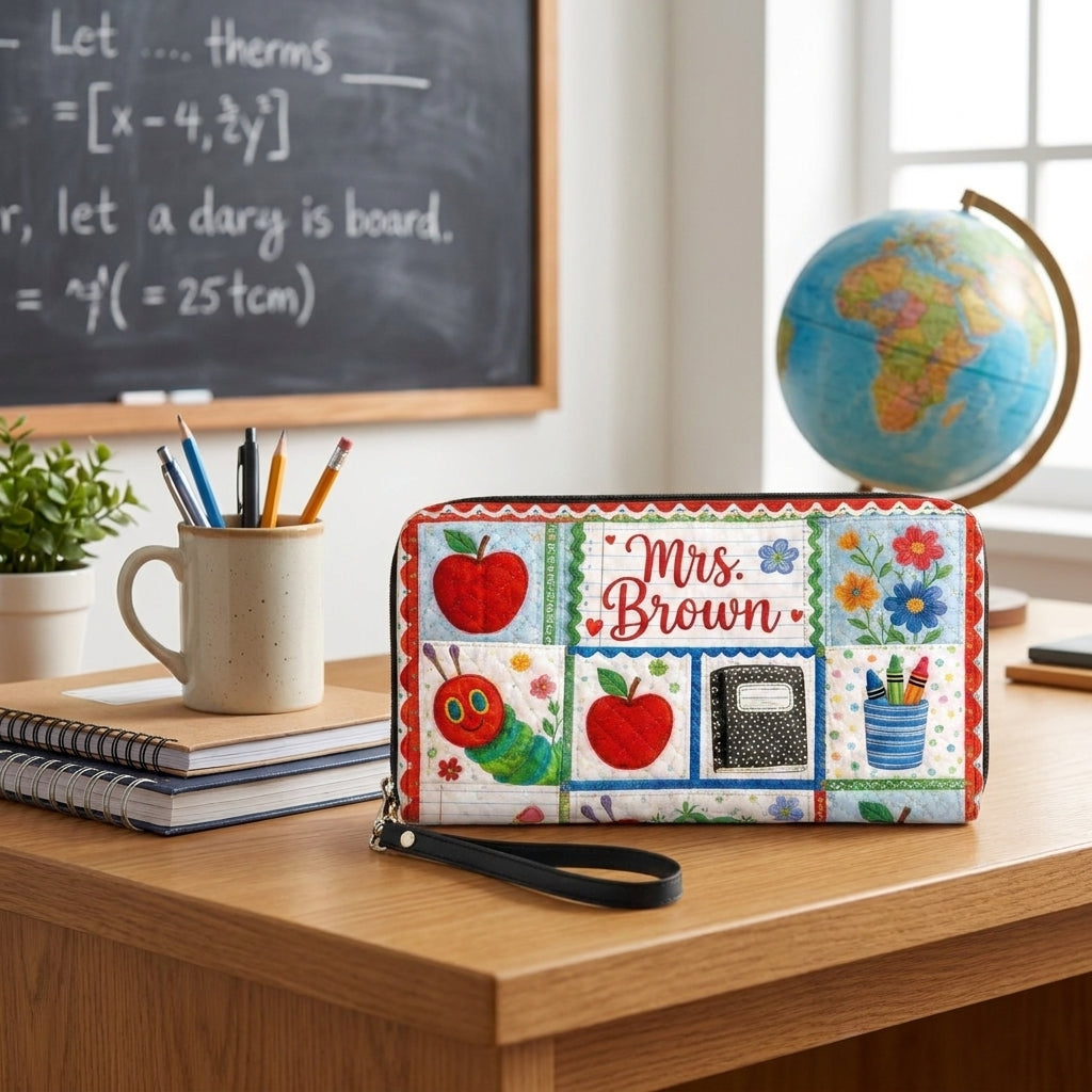 Teacher Patchwork Personalized Leather Bag + Free Matching Leather Wallet