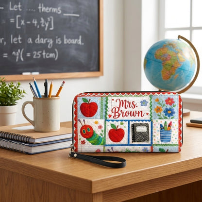 Teacher Patchwork Personalized Leather Bag + Free Matching Leather Wallet