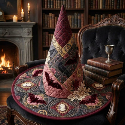 Gothic Raven Quilted Witch Hat