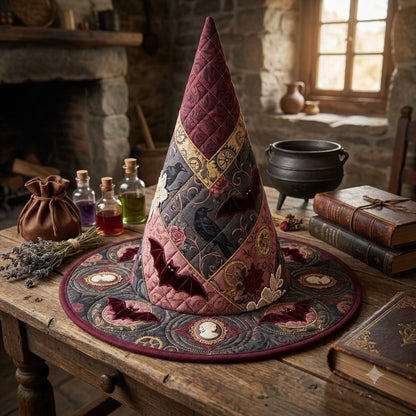 Gothic Raven Quilted Witch Hat