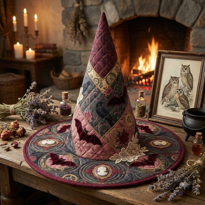 Gothic Raven Quilted Witch Hat