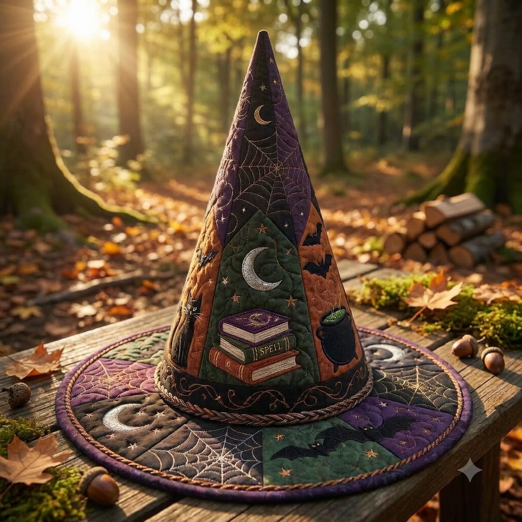 Spell Book Quilted Witch Hat