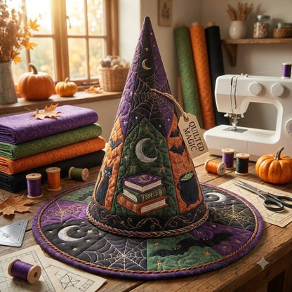 Spell Book Quilted Witch Hat