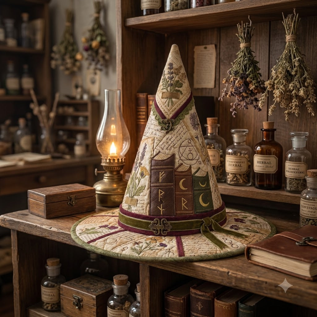 Chapeau de Sorcière Matelassé d'Apothicaire Herbal