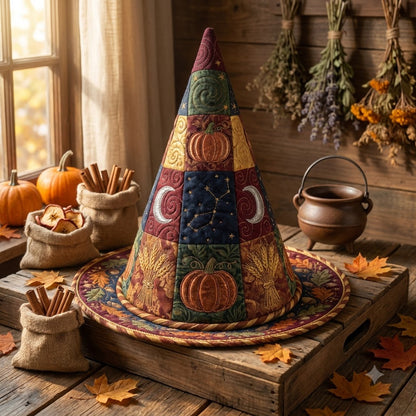 Harvest Pumpkin Quilted Witch Hat