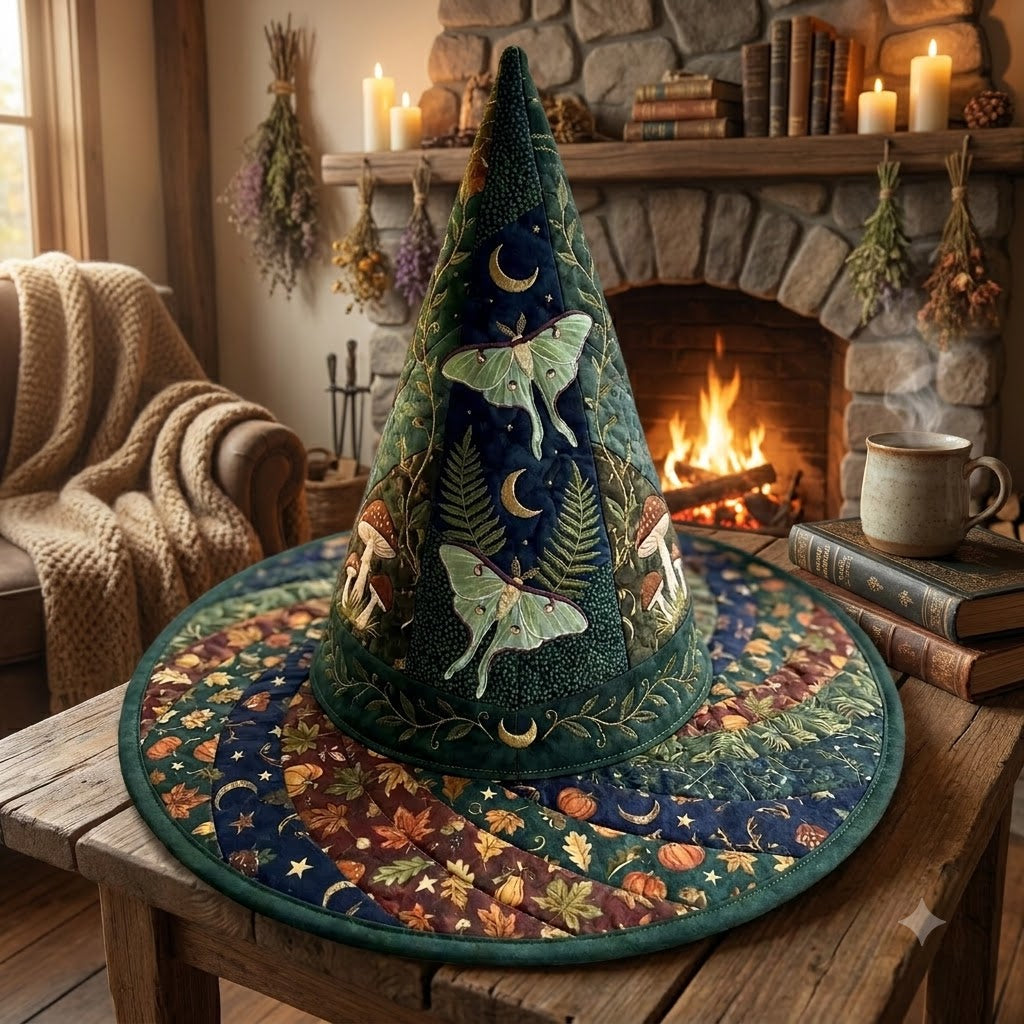 Luna Moth Quilted Witch Hat